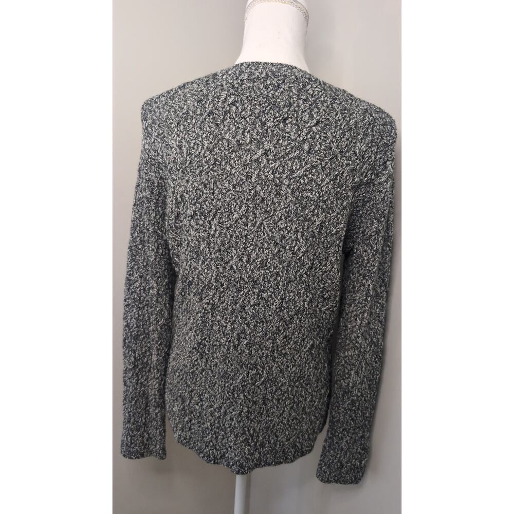 Frank And Oak Marled Knit Sweater Medium Black White Minimalist - Picture 4 of 7